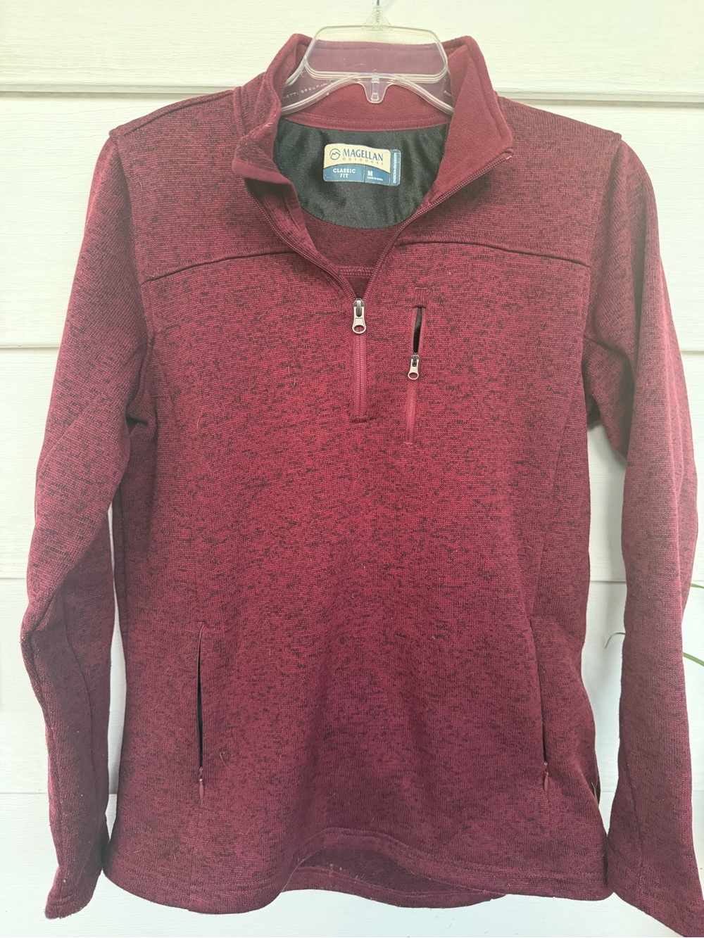 Magellan Outdoors Men's Heather Burgundy Quarter-Zip Pullover
